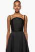 Curved Crystal Neckline Taffeta Gown